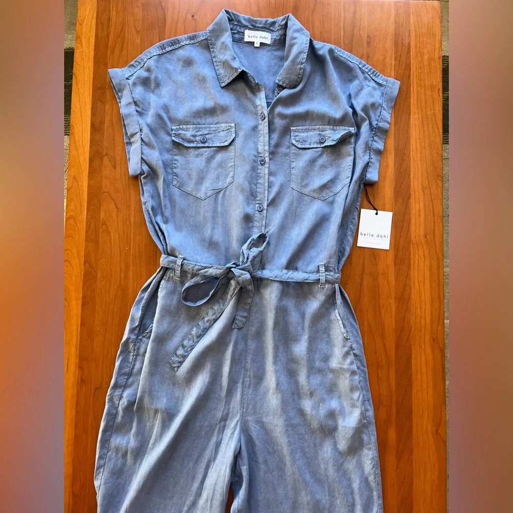 Bella Dahl Patch Pocket Jumpsuit in Mykonos Blue - Picture 5 of 9